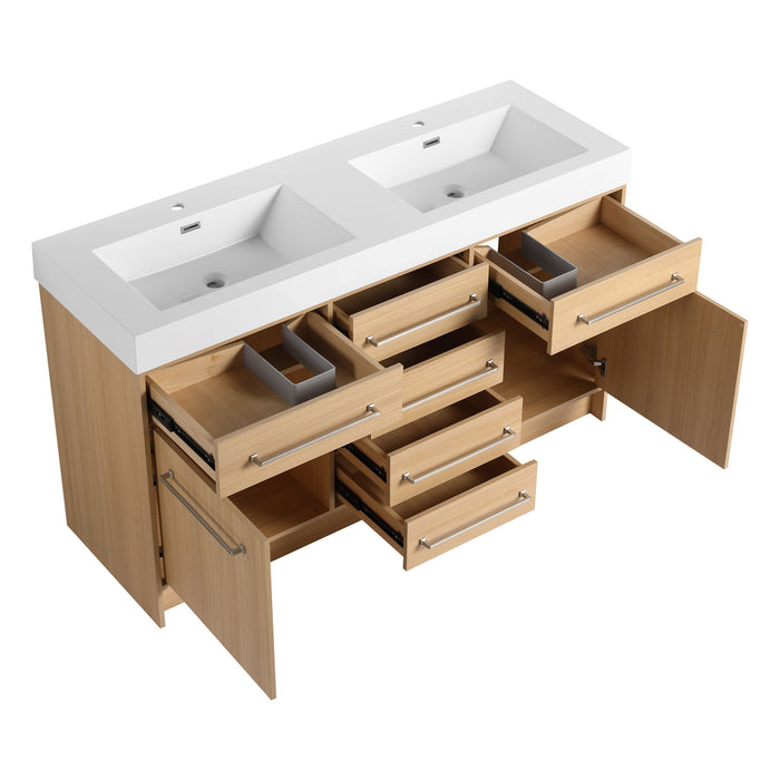 Freestanding Bathroom Vanity With Resin Sink, Soft-Closing Doors And Drawers