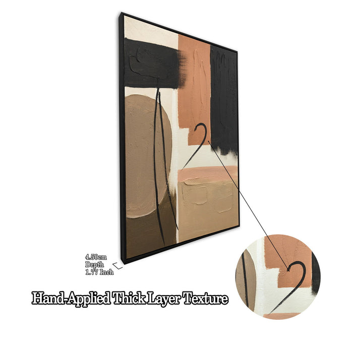Framed Wall Art, Textured Canvas Painting, Decor For Living Room (Set of 2) - Terracotta