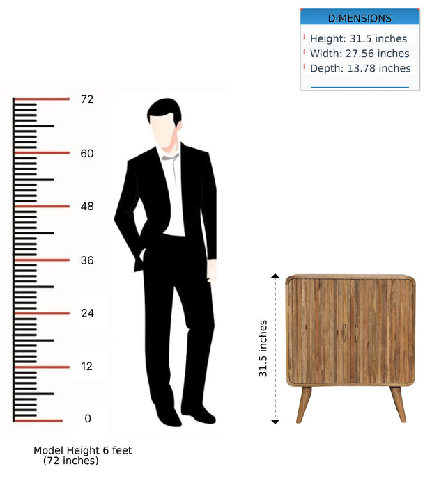 T Bar Ridged Cabinet - Brown