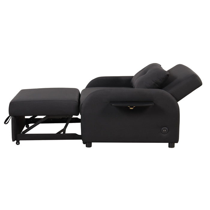 Versatile Pull Out Sofa Sleeper 3 In 1 With Wing Table & USB Charge, Compact Design