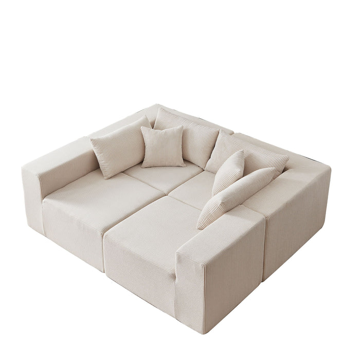 Modular L Shaped Sectional Compressed Sofa, Free Combination