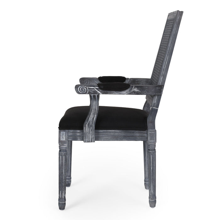 Elegant French Country Style Dining Chair With Cane Backrest