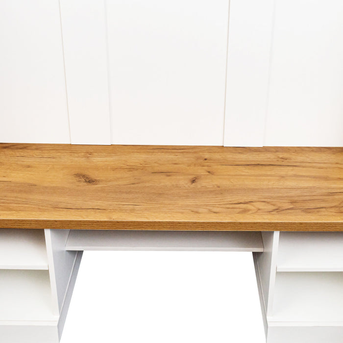 Farmhouse 4 In 1 Hall Tree With Wood Grain Bench And Top