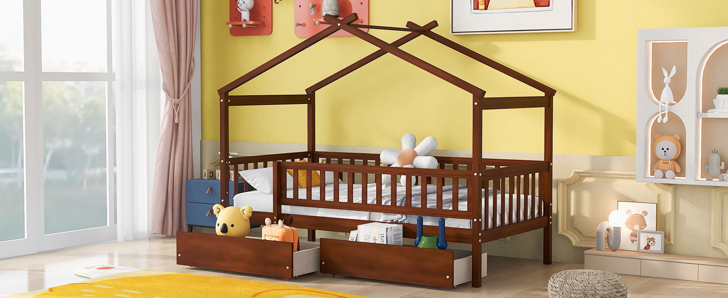 House Bed With 2 Drawers