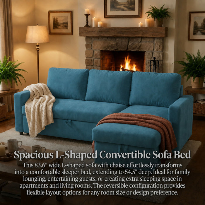 L - Shaped Convertible Sofa Bed With Storage Chaise
