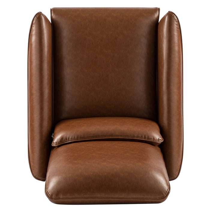 Upholstered Push Recliner Chair With Rubber Wood Legs For Living Room