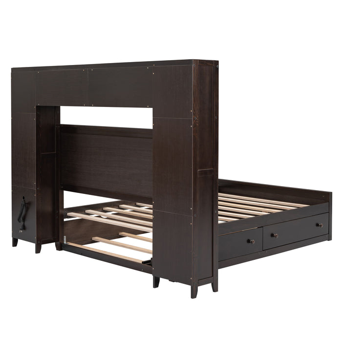 Bed With All In One Cabinet, Shelf And Sockets, Trundle