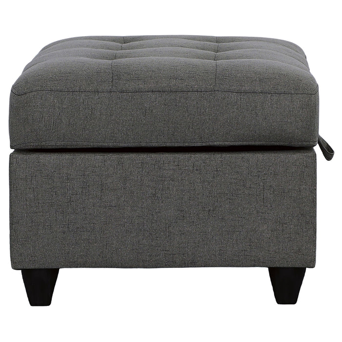 Storage Ottoman With Tufted Design - Gray