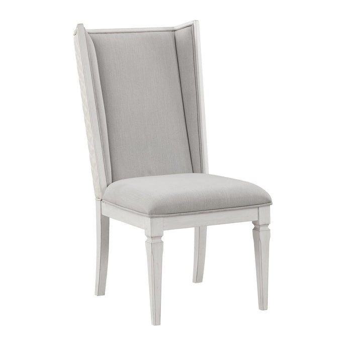 Acme Katia Side Chair (Set of 2) Light Gray Linen & Weathered White Finish