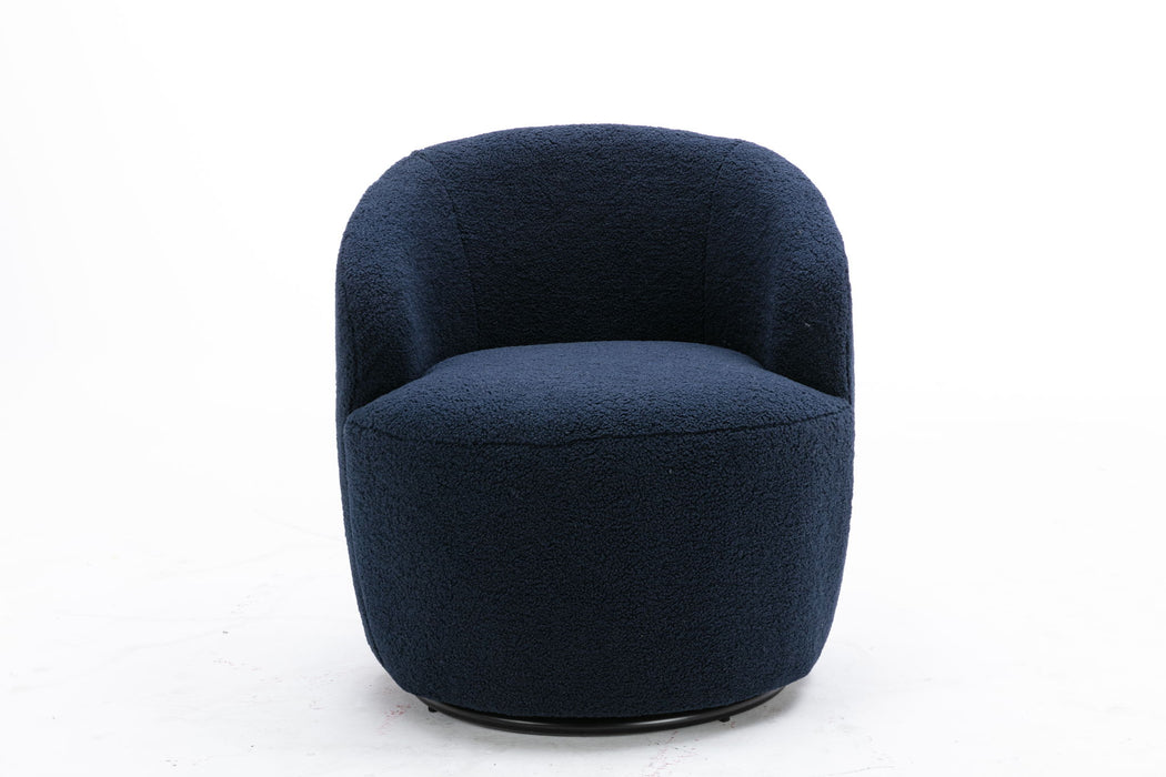 Teddy Fabric Swivel Accent Armchair Barrel Chair With Powder Coating Metal Ring