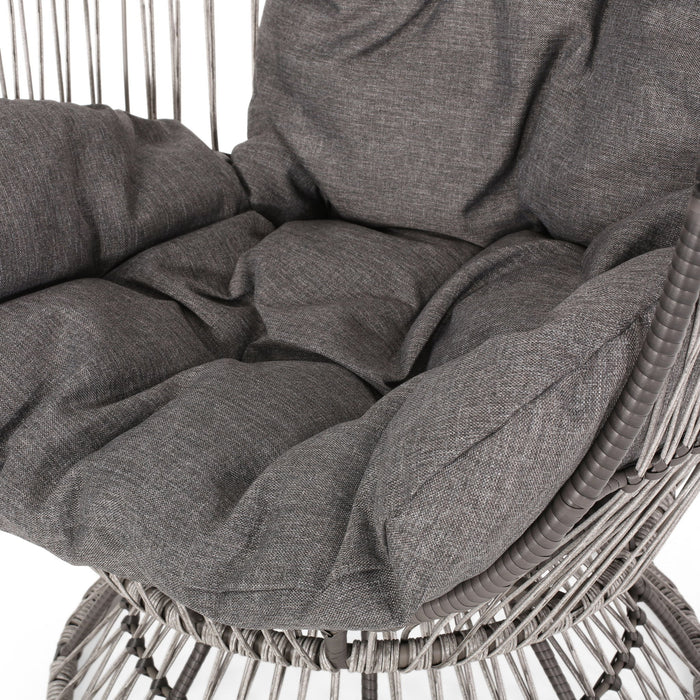 Patio Swivel Basket Egg Chair With Cushion