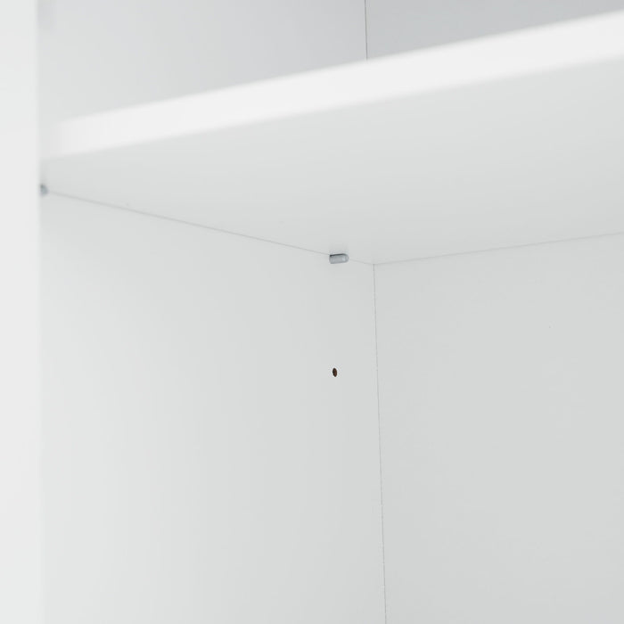 Freestanding Bathroom Vanity, Elegant Design With 4 Doors & 1 Drawer, Adjustable Shelves, Damping Hinges - White