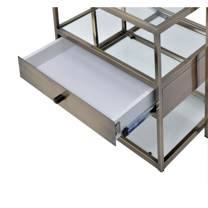 Enca - Nesting Table Set - Clear Glass & Antique Brass