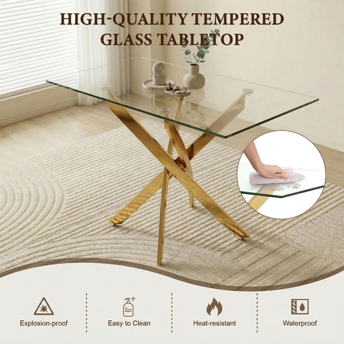 Rectangular Dining Table For Home Kitchen - Gold