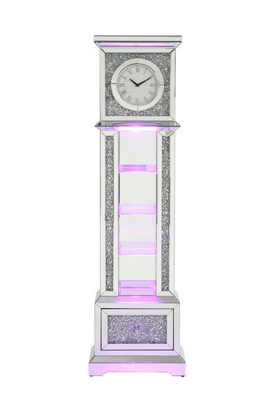 Noralie - 63" Standing Grandfather Clock With LED - Mirrored & Faux Diamonds