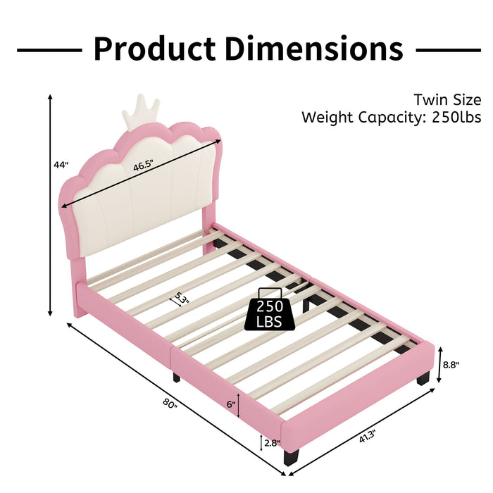 Upholstered Princess Platform Bed With Crown Headboard