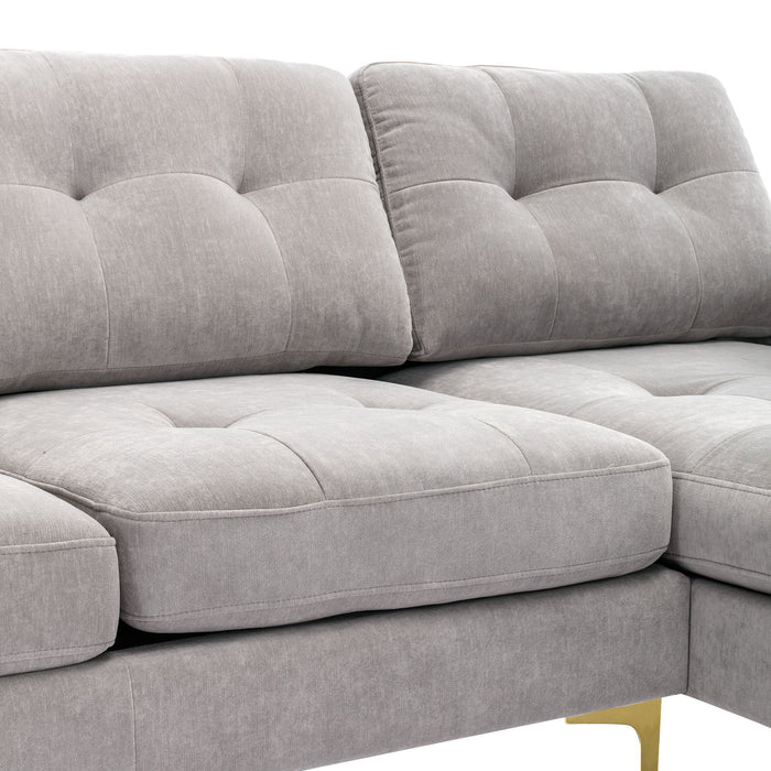 Modern L - Shape Convertible Sectional Sofa With Movable Ottoman