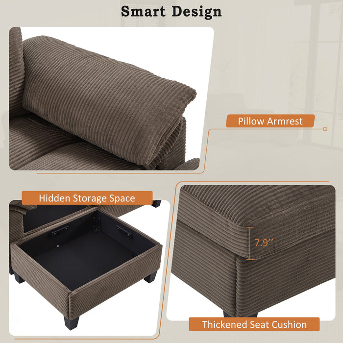 Modern U - Shaped Sectional Sofa With Storage Ottomans, USB Ports, And Cup Holders