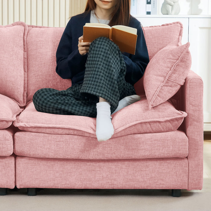 Modular L-Shaped Sectional Sofa With Movable Ottoman