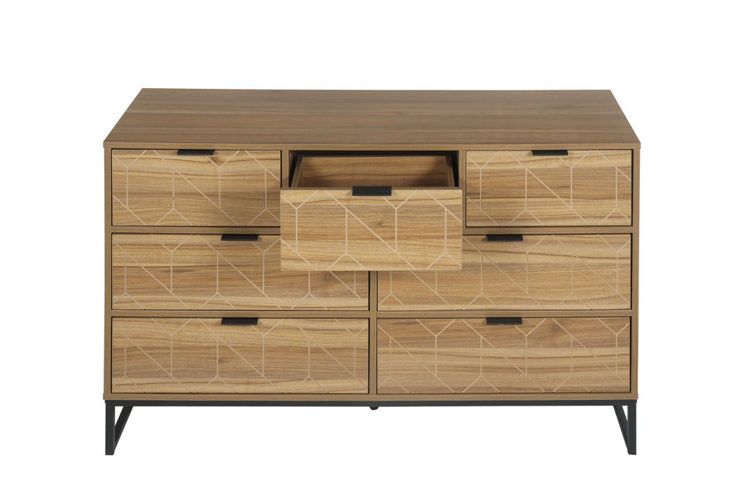 Modern 7 Drawer Dresser - Walnut