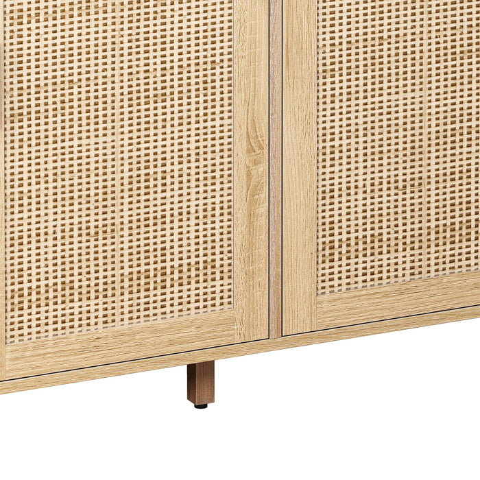 Elegant And Functional Rattan Decorative Storage Cabinet With 4 Doors