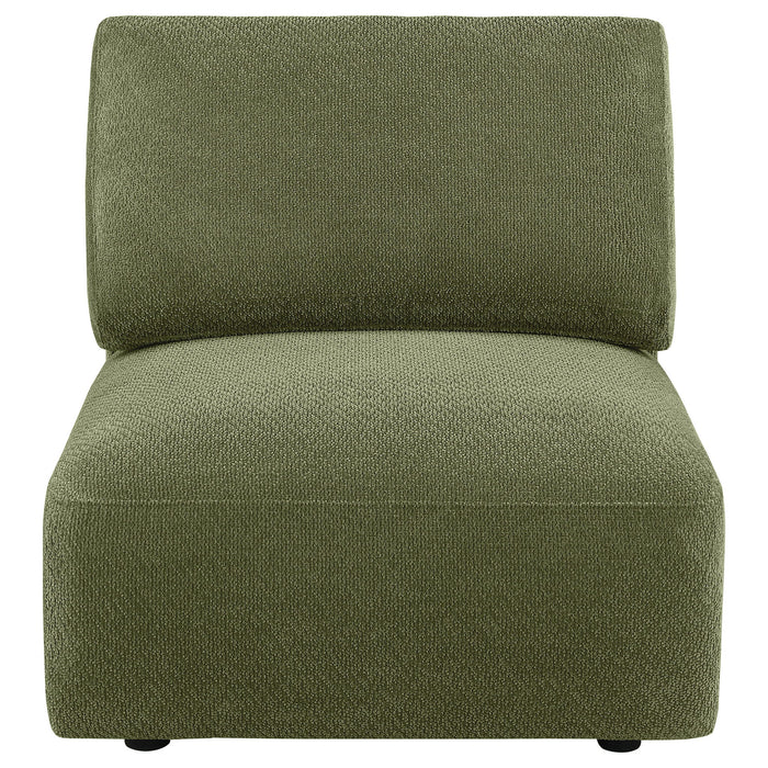 Elysia Chenille Upholstered Modular Armless Chair Green