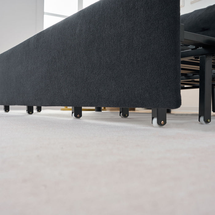 Convertible Pull Out Sofa Bed Queen Size, 3 In 1 With Side Storage