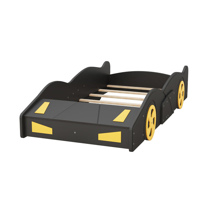 Race Car Shaped Platform Bed With Wheels And Storage