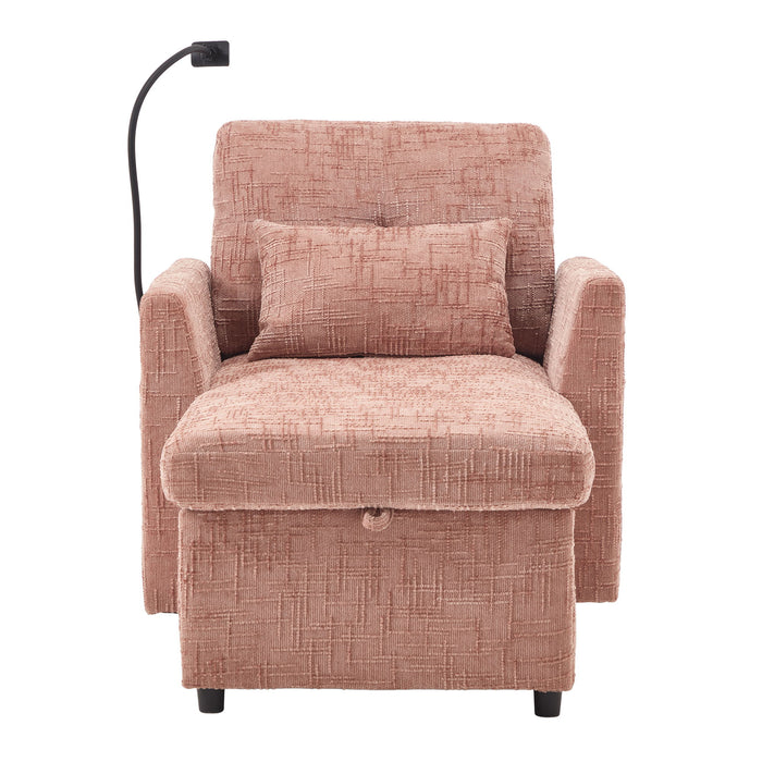 Multifunctional Chenille Recliner Sofa With Storage And Phone Bracket