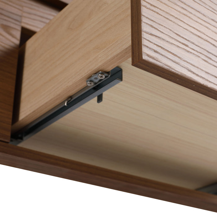 Modern Wall Mounted Bathroom Vanity With Resin Sink And Side Cabinet - Brown Ebony