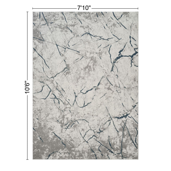 Geometrix - 7'10" X 10'6" Area Rug, Geometric 3D Effect - Ivory / Gray