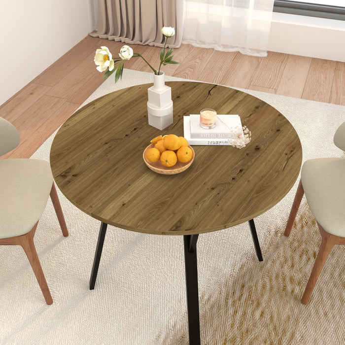 Round Dining Table, For 2 - 4 People - Rustic Brown