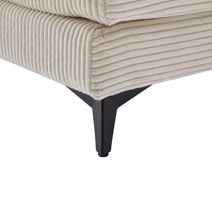 Modern Corduroy Deep Seat Sectional Sofa With Ottoman