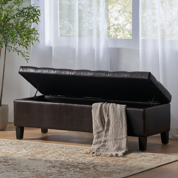 Nebulous - Upholstered Ottoman With Storage And Diamond Tufted Seat - Brown