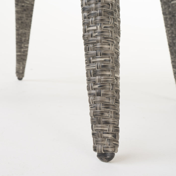 Outdoor Rattan Swivel Barstool With Water Resistant Cushion - Mixed Black / Dark Gray