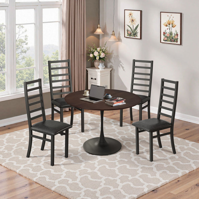 Metal Dining Chairs With Steel Legg, High Back Armless Design