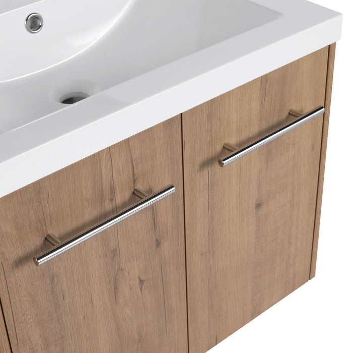 Modern Floating Bathroom Vanity With Resin Sink, Soft Close Doors