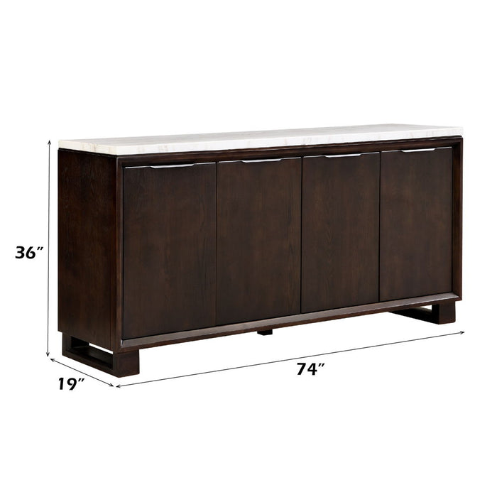 Edwyn - Server With Marble Top - Natural Marble Top & Espresso Finish
