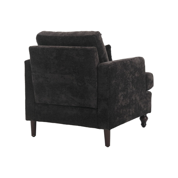 Modern Mid Century Wood Frame Armchair With Tufted Design