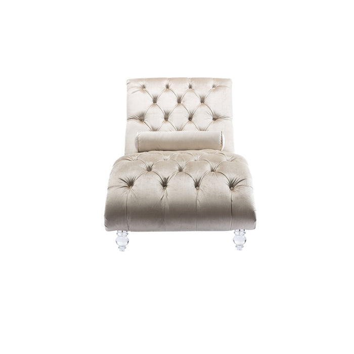 Velvet Chaise Lounge Indoor, Button Tufted Upholstered Chaise Lounge Chair With Pillow