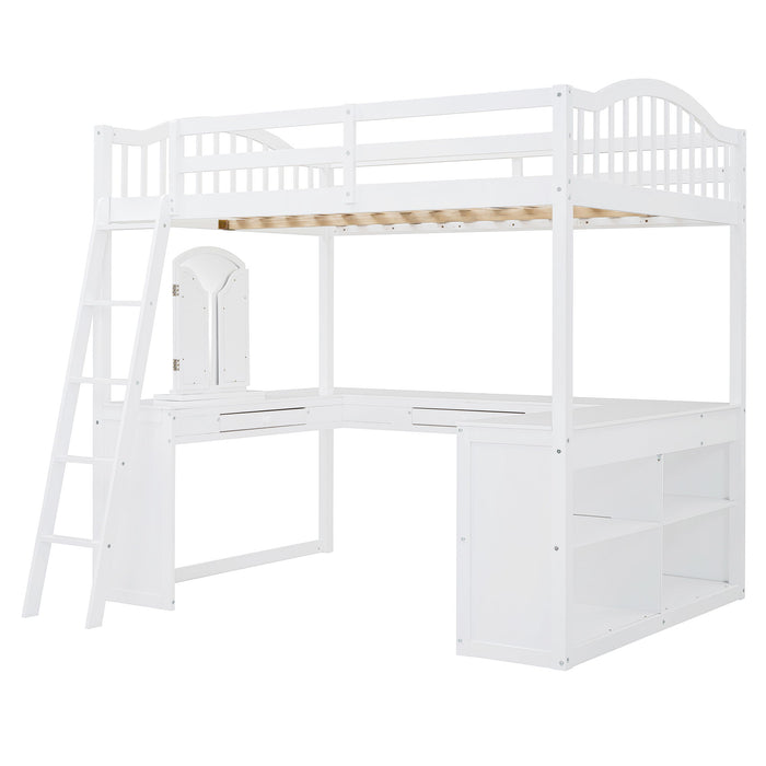 Loft Bed With Drawers, Cabinet, Shelves With Desk