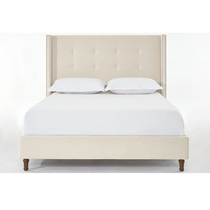 Peyton - Upholstered Bed With 54" High Headboard, Traditional Hand Buttoned Tufting
