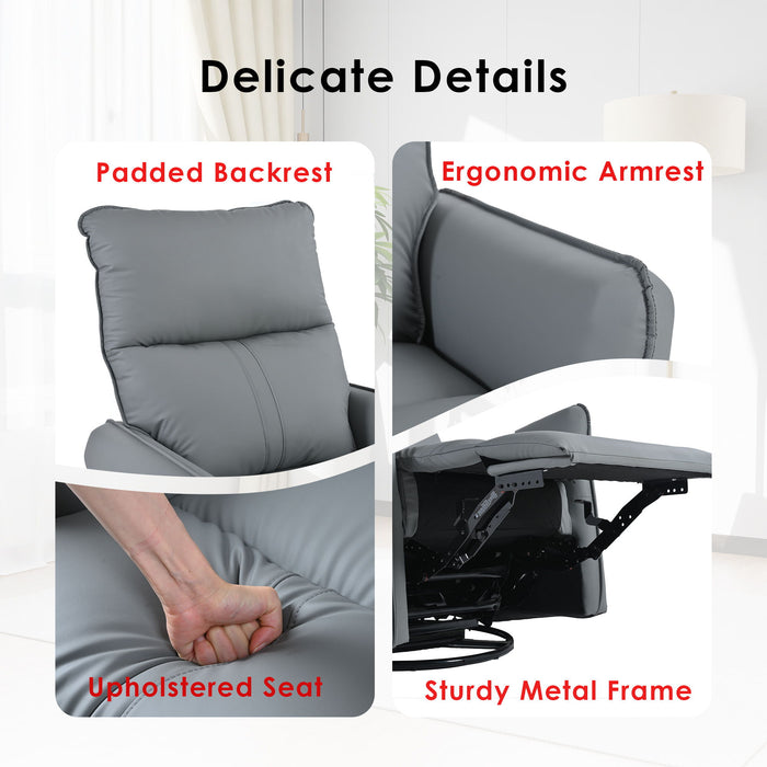 360° Modern Small Rocking Swivel Recliner Chair With Side Pocket