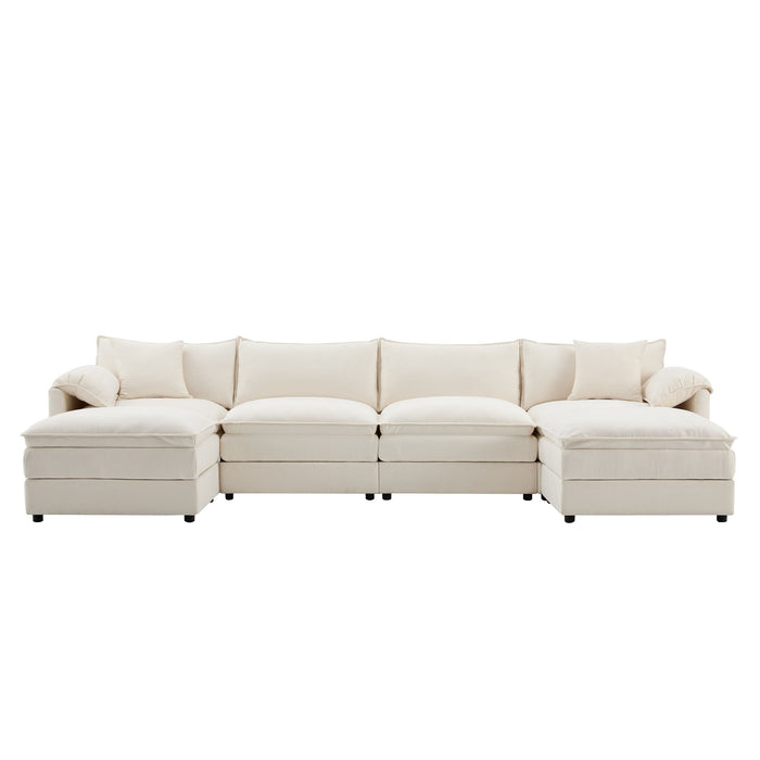 Modular Sectional With Deep And Wide Seat, Cloud Couch Set With Double Cushions Sofa With Movable Ottoman