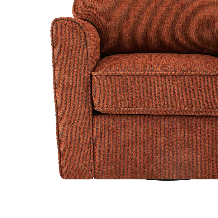 360° Swivel Accent Barrel Armchair With Side Pockets, Compact Design