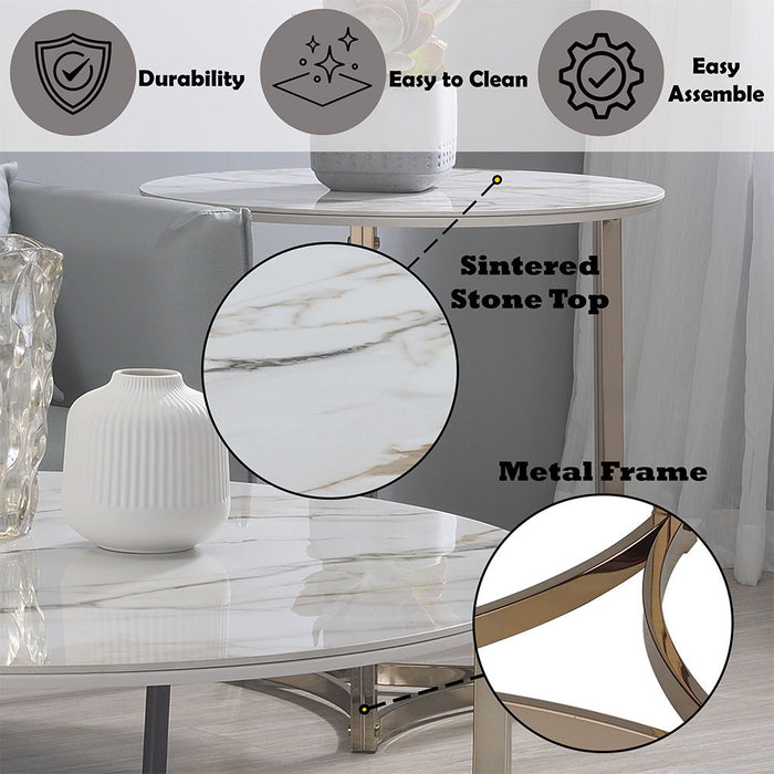 Zaidee - 23.5" End Table - Sintered Stone & Champagne