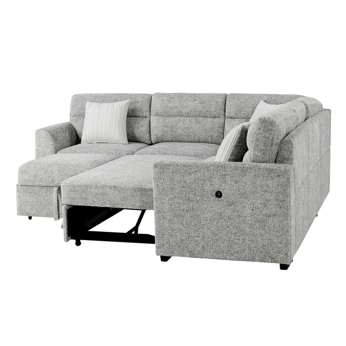 Emiliano - Sectional Sofa With 3 Pillows - Nickel