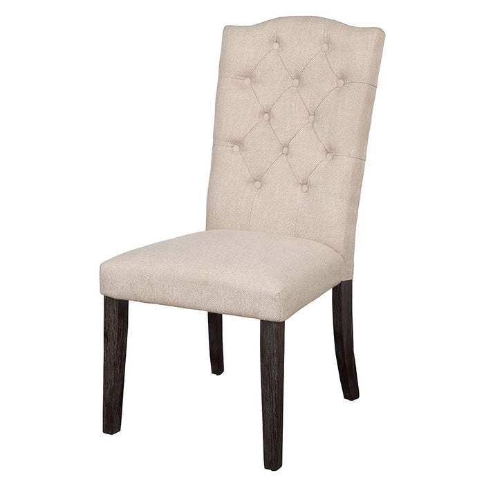 Gerardo - Side Chair Set of 2) - Beige Linen & Weathered Espresso