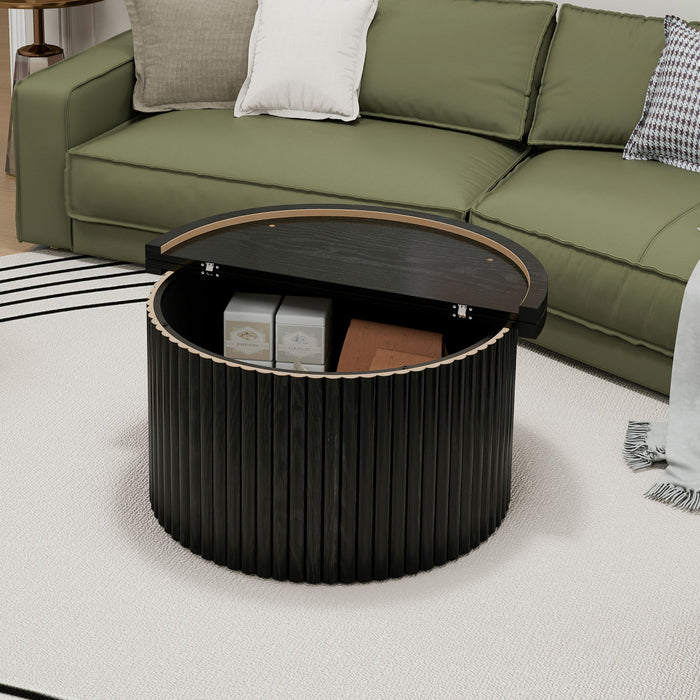Coffee Table, Round Coffee Table, Modern Side Tables Accent End Table For Living Room, Apartment - Black