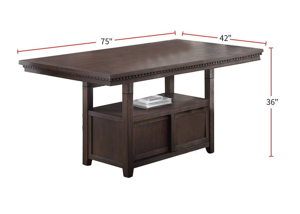 Dining Room Furniture Counter Height Dining Table Rustic Espresso Table Width Storage Base Wooden Top Rectangular Counter Ht. Table Only
